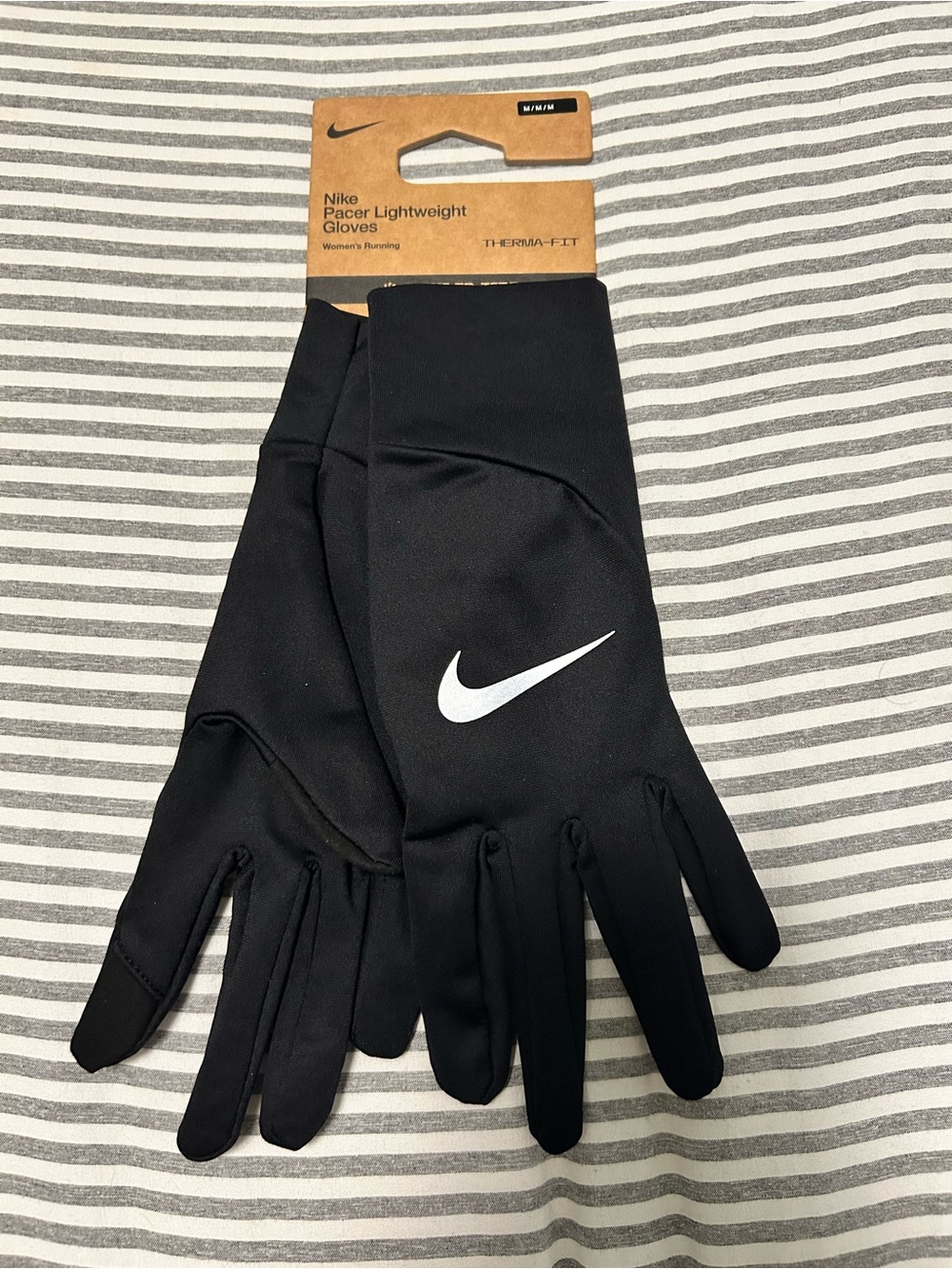 Nike Black Running Gloves with White Swoosh